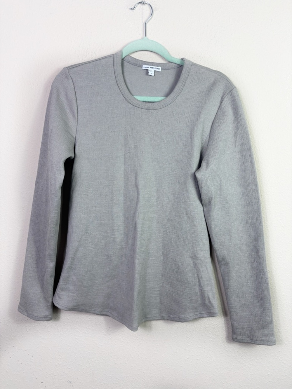 James Perse Grey Slub Long Sleeve Jersey Shirt WWG3371CU size 4